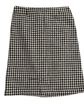 J.Crew 100% Wool Black and White Houndstooth Skirt, Size 14